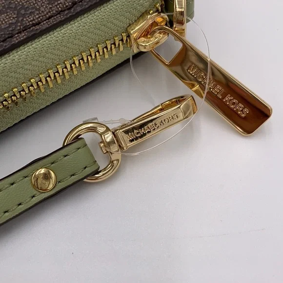 MICHAEL KORS  Large Travel Continental Leather
Color: Light Sage/ Brown multi - Picture 15 of 16